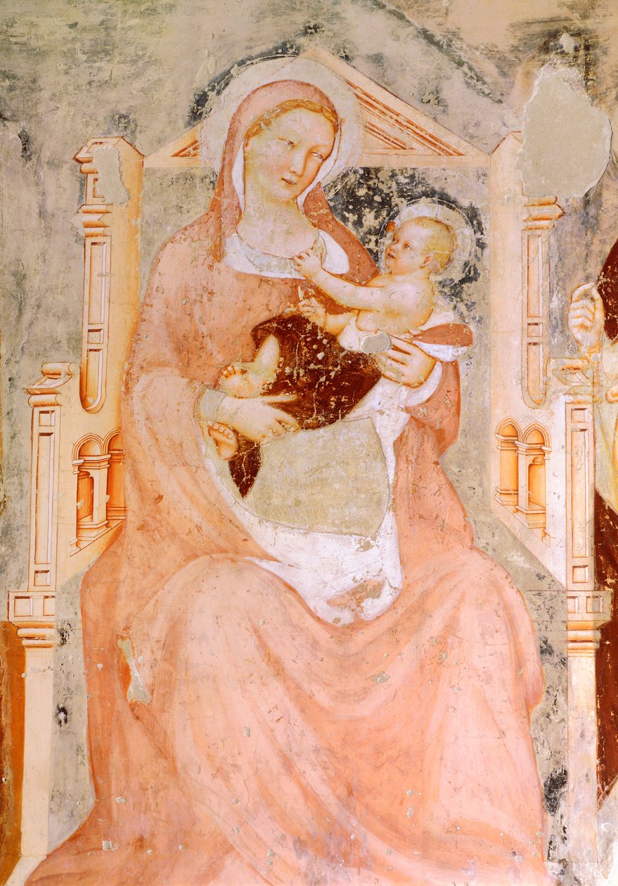 Madonna z Dzieciątkiem, Tommaso da Modena (1326-1379), fresk, kościół San Francesco, Treviso autorstwa Tomaso da (late 15th century) Modena