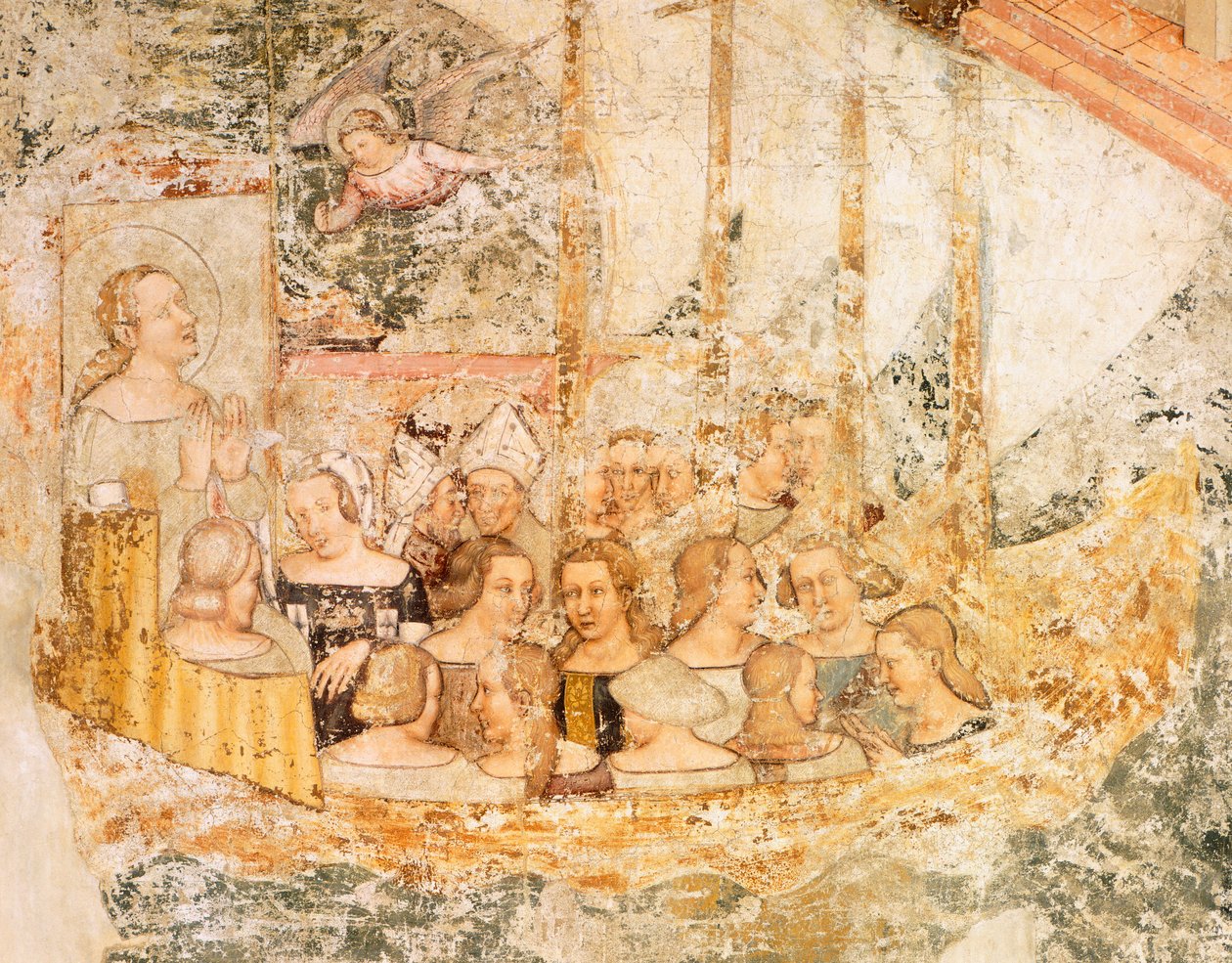 Żegluga w kierunku Rzymu, fragment z Opowieści św Urszuli, Tommaso da Modena (1326-1379), fresk, fragment, kościół Santa Caterina, Treviso autorstwa Tomaso da (late 15th century) Modena