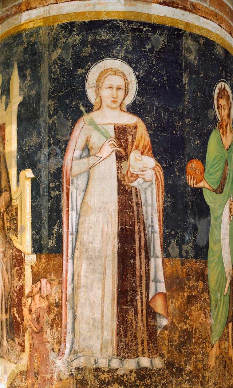Św. Agnieszka Tommaso da Modena (1326-1379), fresk, kościół San Nicolo, Treviso autorstwa Tomaso da (late 15th century) Modena