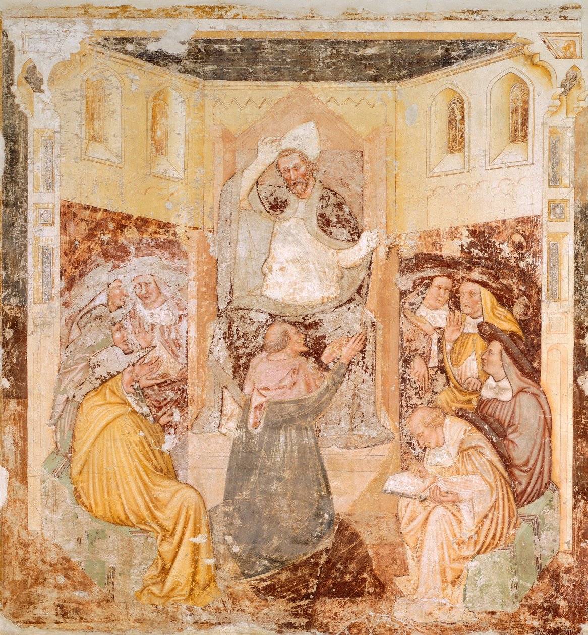 Abdykacja, fragment z Opowieści św Urszuli, Tommaso da Modena (1326-1379), fresk autorstwa Tomaso da (late 15th century) Modena