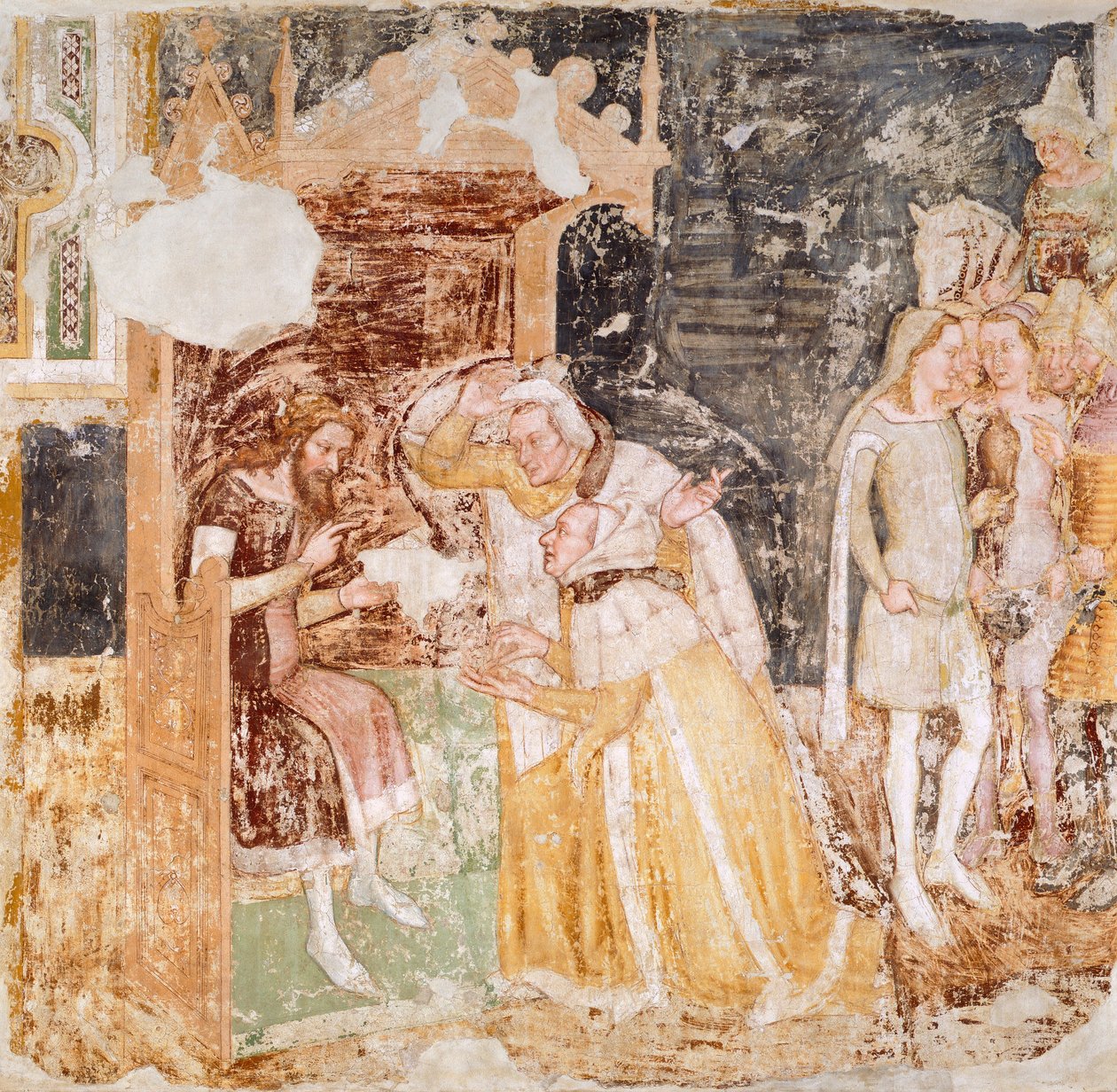 Wysłanie ambasadorów od króla Anglii, fragment Opowieści św. Urszuli Tommaso da Modena (1326-1379), fresk autorstwa Tomaso da (late 15th century) Modena