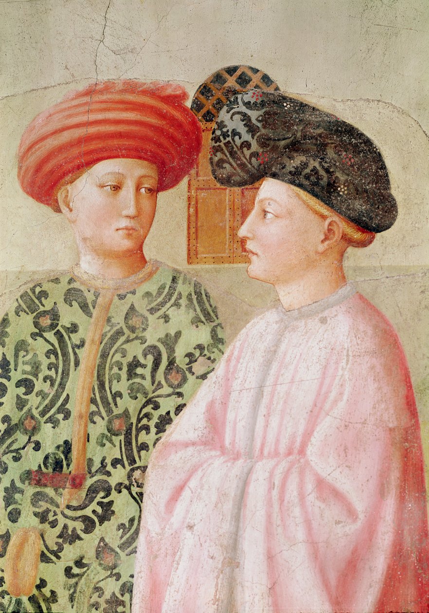 Szczegół postaci za św. Piotrem, z Wskrzeszenia Tabithy, ok. 1427 r. autorstwa Tommaso Masolino da Panicale