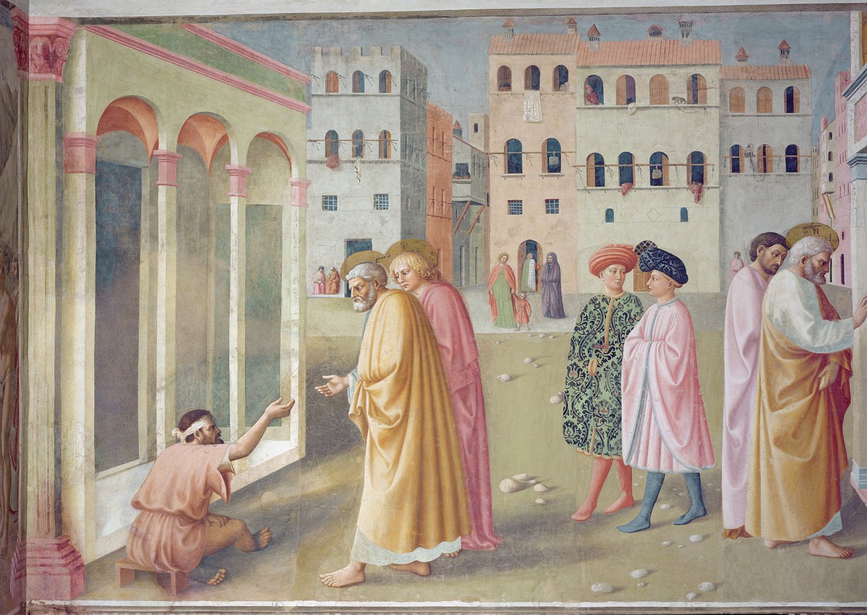 Św. Piotr uzdrawiający kalekę, ok. 1427 (detal z 57195) autorstwa Tommaso Masolino da Panicale