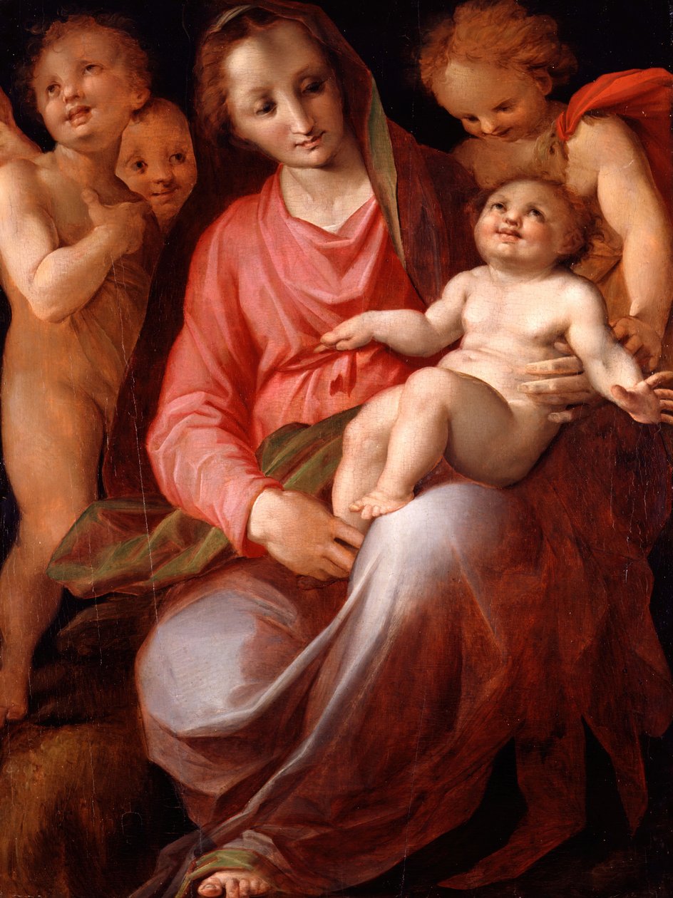 Madonna z Dzieciątkiem z Dzieciątkiem Św. Jan, 1570. autorstwa Tommaso Manzuoli