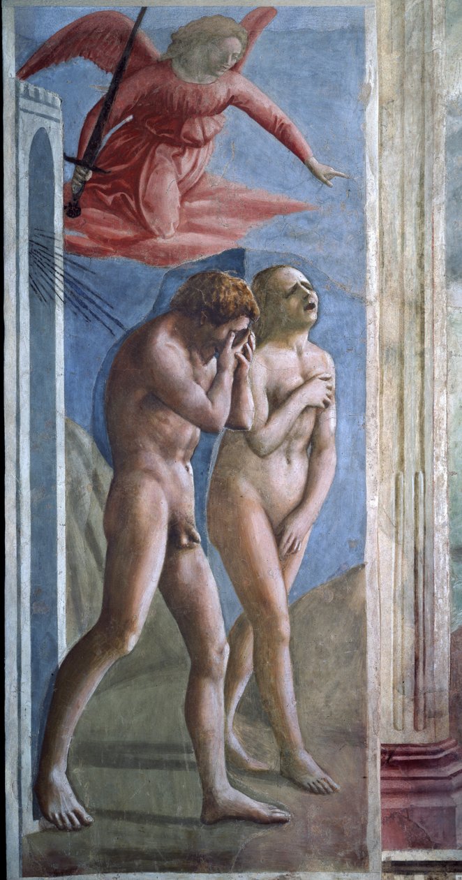 Adam i Ewa polują z Nieba. (fresk autorstwa Tommaso Masaccio