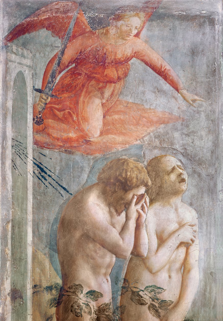 Fragment Adama i Ewy wygnanych z raju, ok. 1427 (fresk) (szczegół z 30029) autorstwa Tommaso Masaccio
