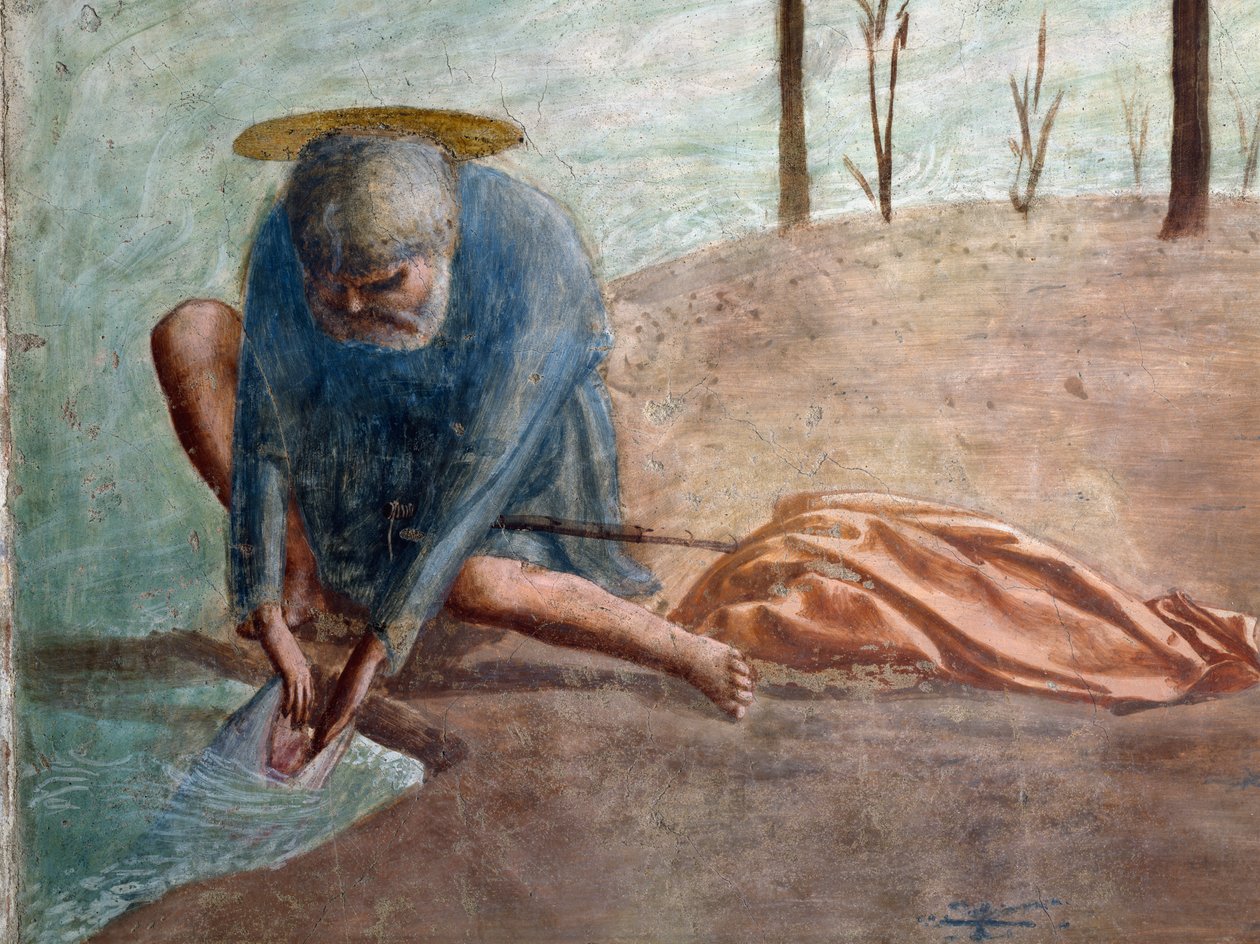 Piotr wyciągający monetę z ryby, Santa Maria del Carmine autorstwa Tommaso Masaccio