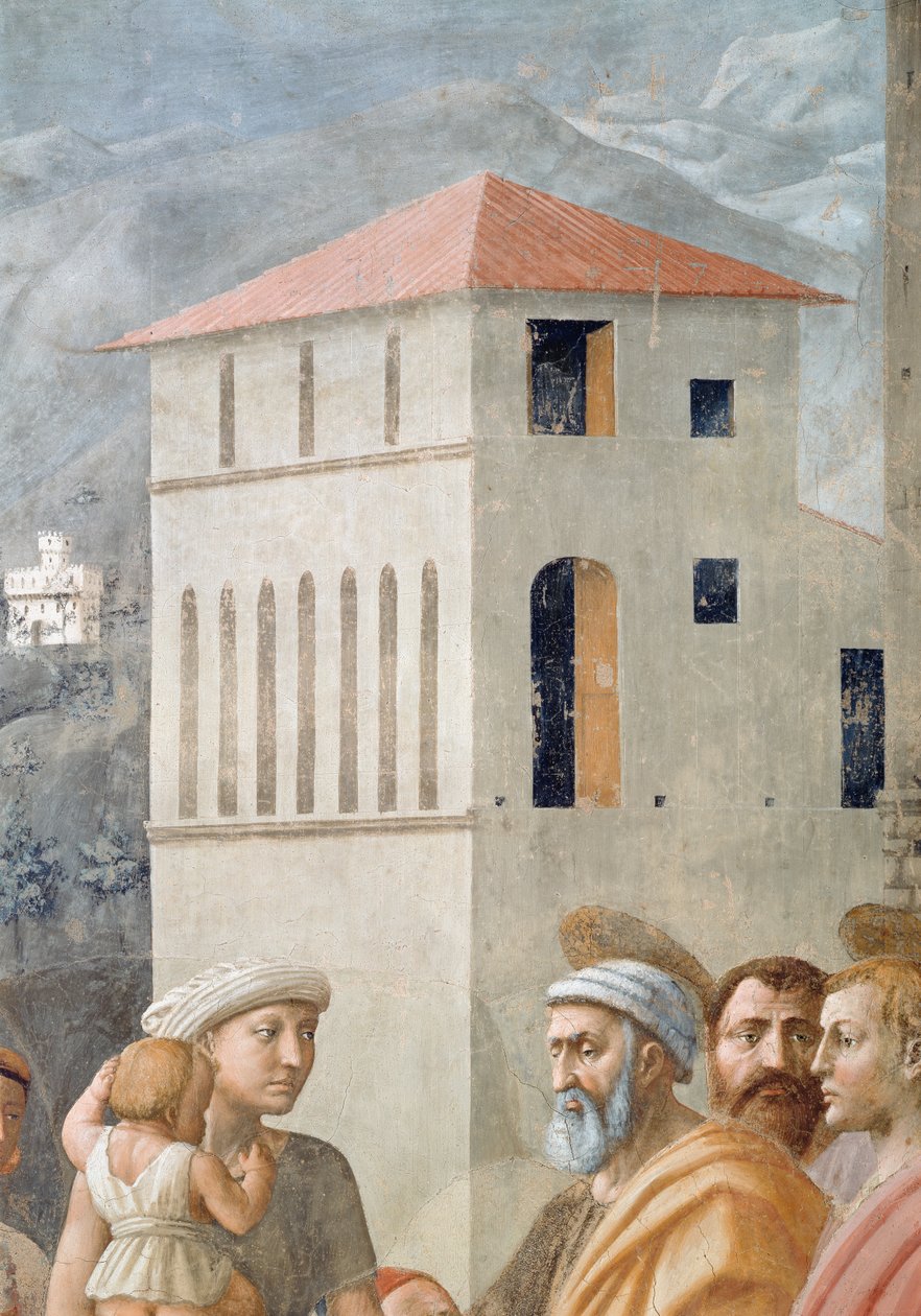 Św. Piotr rozdzielający dobra wspólne Kościoła i śmierć Ananiasza, szczegół architektury tła, fresk z ok. 1427 r. patrz także 57194, 63321 i 63322 autorstwa Tommaso Masaccio