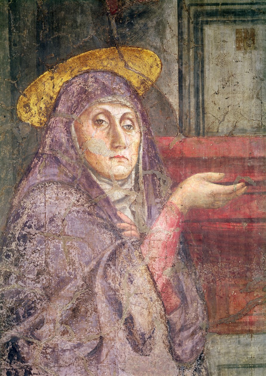 Trójca Święta, fragment głowy Marii Panny, 1427-28 (detal z 173689) autorstwa Tommaso Masaccio