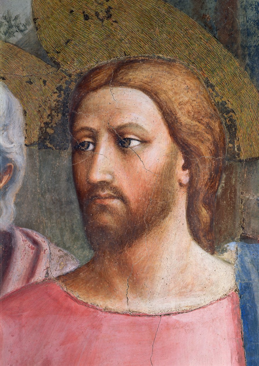 Pieniądze z hołdu: Głowa Chrystusa, detal, ok. 1427 autorstwa Tommaso Masaccio