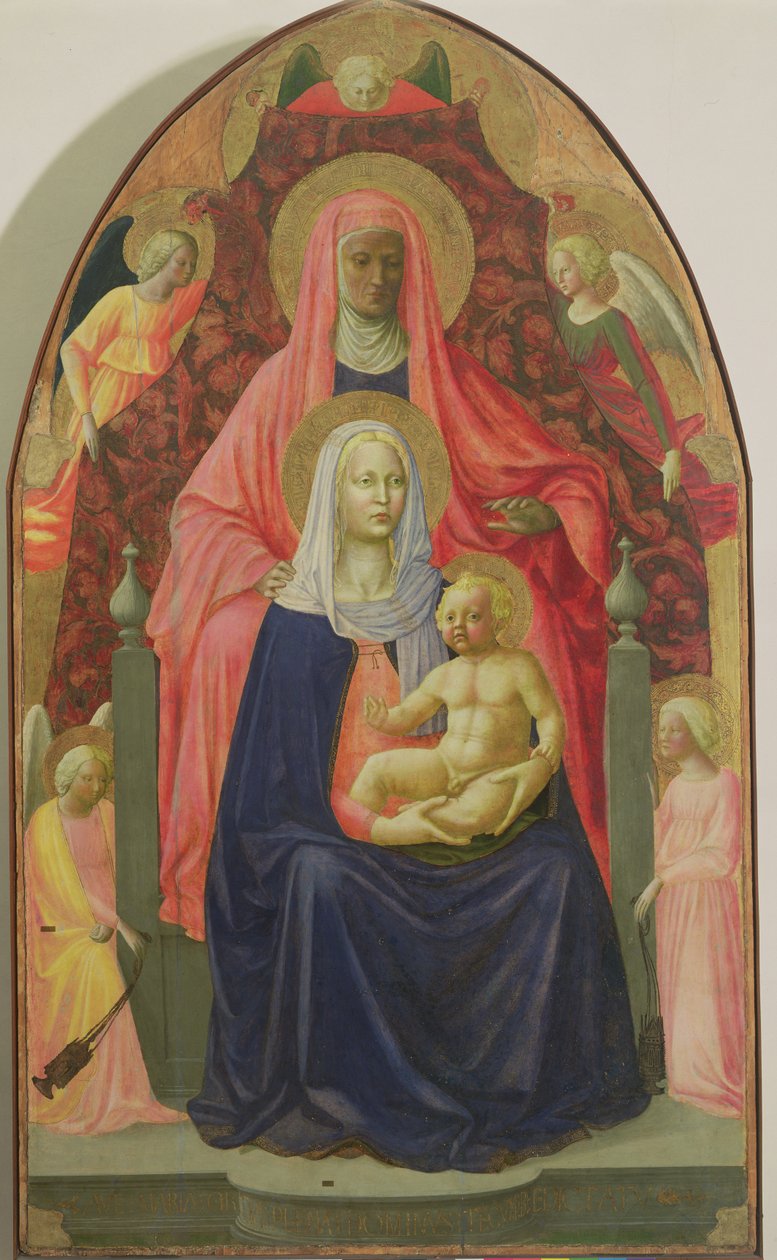 Dziewica z Dzieciątkiem ze św. Anną, 1424 (tempera na panelu) autorstwa Tommaso Masaccio