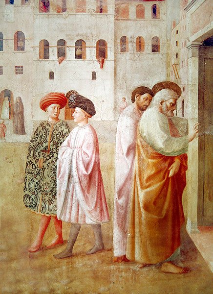 Fragment św. Piotra z Wskrzeszenia Tabity, ok. 1427 (detal z 57195) autorstwa Tommaso Masolino da Panicale