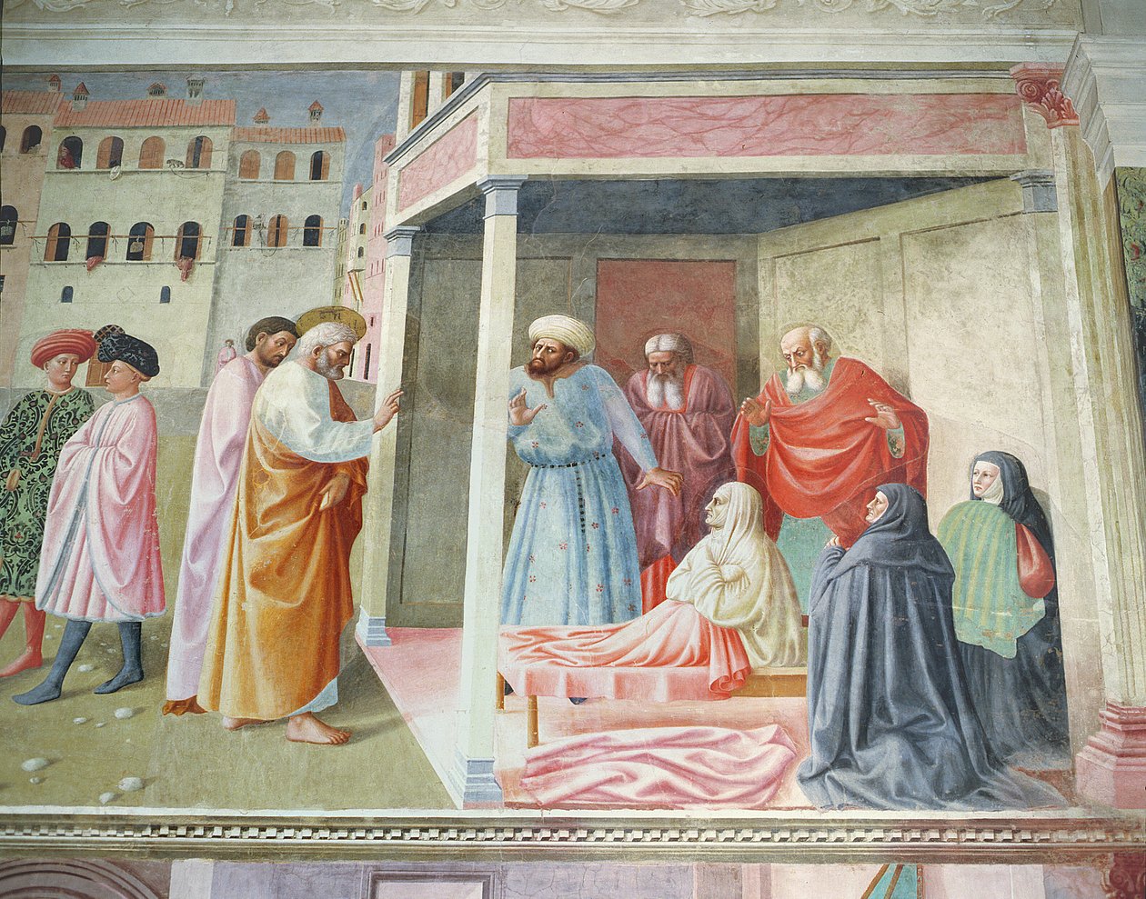 Zmartwychwstanie Tabithy, ok. 1425-28 fragment fresku z 57195 autorstwa Tommaso Masolino da Panicale