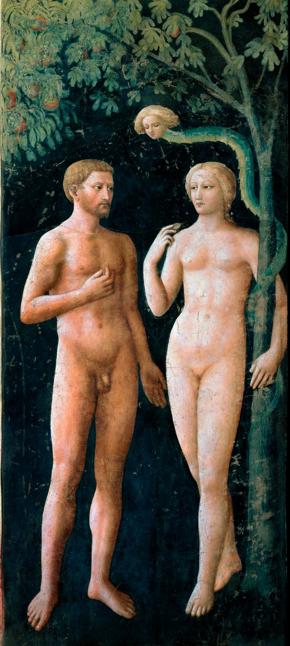 Kuszenie Adama i Ewy Fresk Tommaso di Cristofano Fini dit Masolino da Panicale (1383-1440) 1424-1425 niedz 208x88 cm Florencja, kościół Santa Maria del Carmine, kaplica Brancaccich autorstwa Tommaso Masolino da Panicale