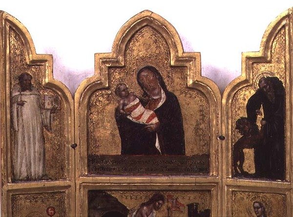 Madonna z Dzieciątkiem ze św. Benedyktem i św. Hieronima, górna połowa tryptyku (patrz także 78652) autorstwa Tommaso da Modena Barisino or Rabisino