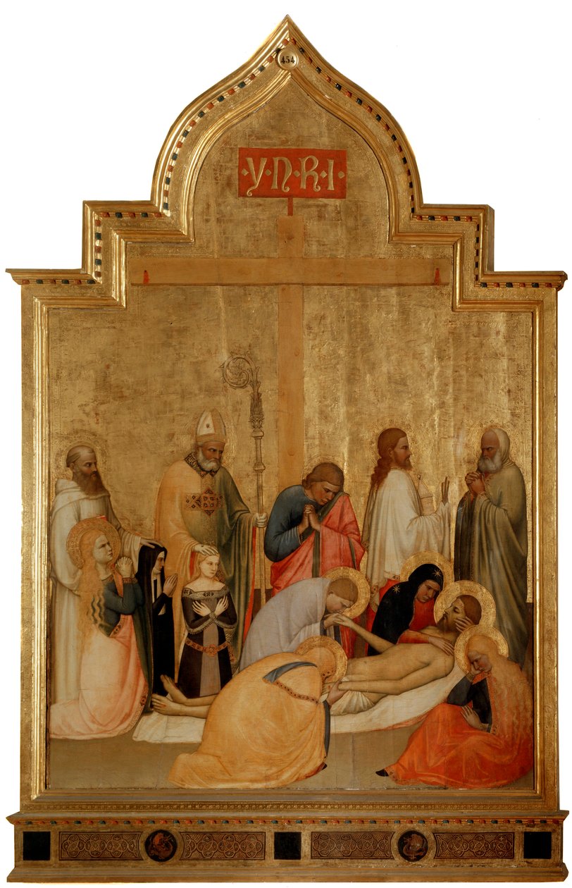 Pieta ze świętym Remigiuszem i świętym Benedyktem (tempera na drewnie, ok. 1365) autorstwa Tommaso di Stefano Giottino
