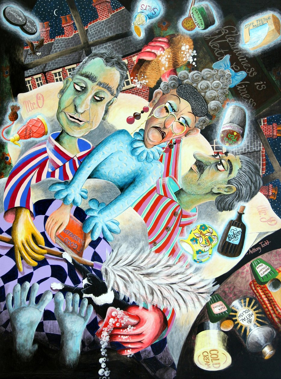 Pani Ogmore-Pritchard co noc dokucza swoim upiornym mężom, 2005 (akryl na panelu) autorstwa Tony Todd