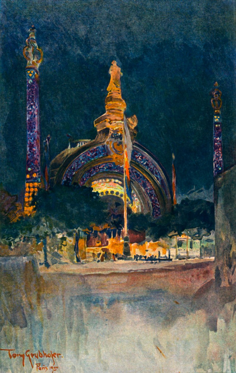 Iluminacja wejścia głównego na wystawę paryską, 1900. autorstwa Tony Grubhofer