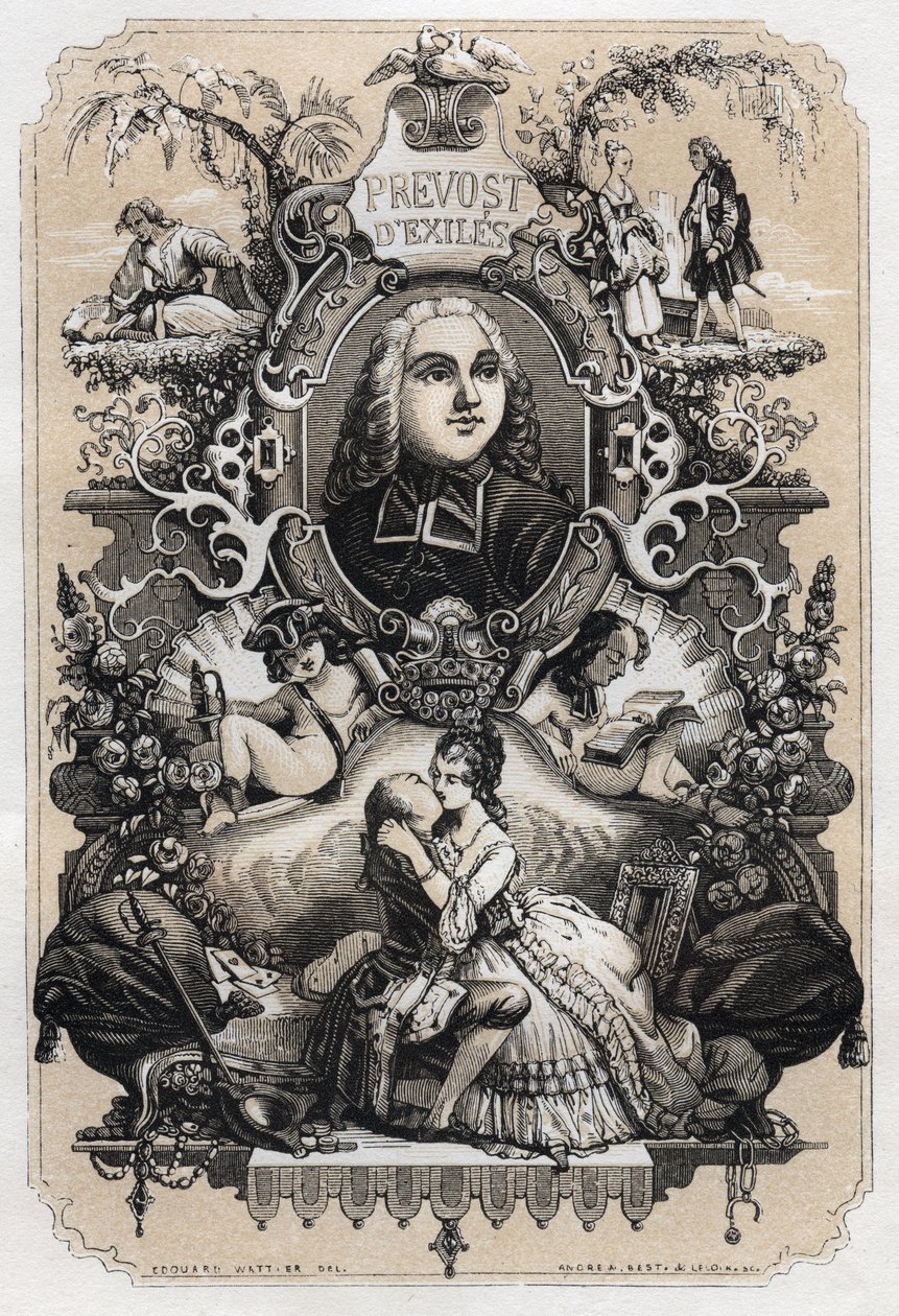 Frontyspis „Histoire de Manon Lescaut et du Chevalier Des Grieux” Abbe Prevost (Antoine Francois Prevost) (1697-1763) - wydanie z 1839 r. z ilustracjami Tony