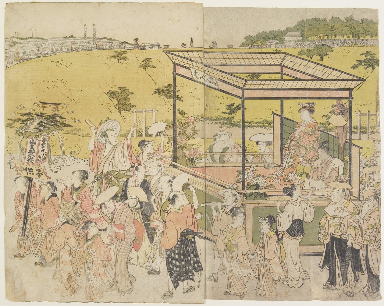 (Pochód festiwalowy w Sanno), 1788 autorstwa Torii Kiyonaga