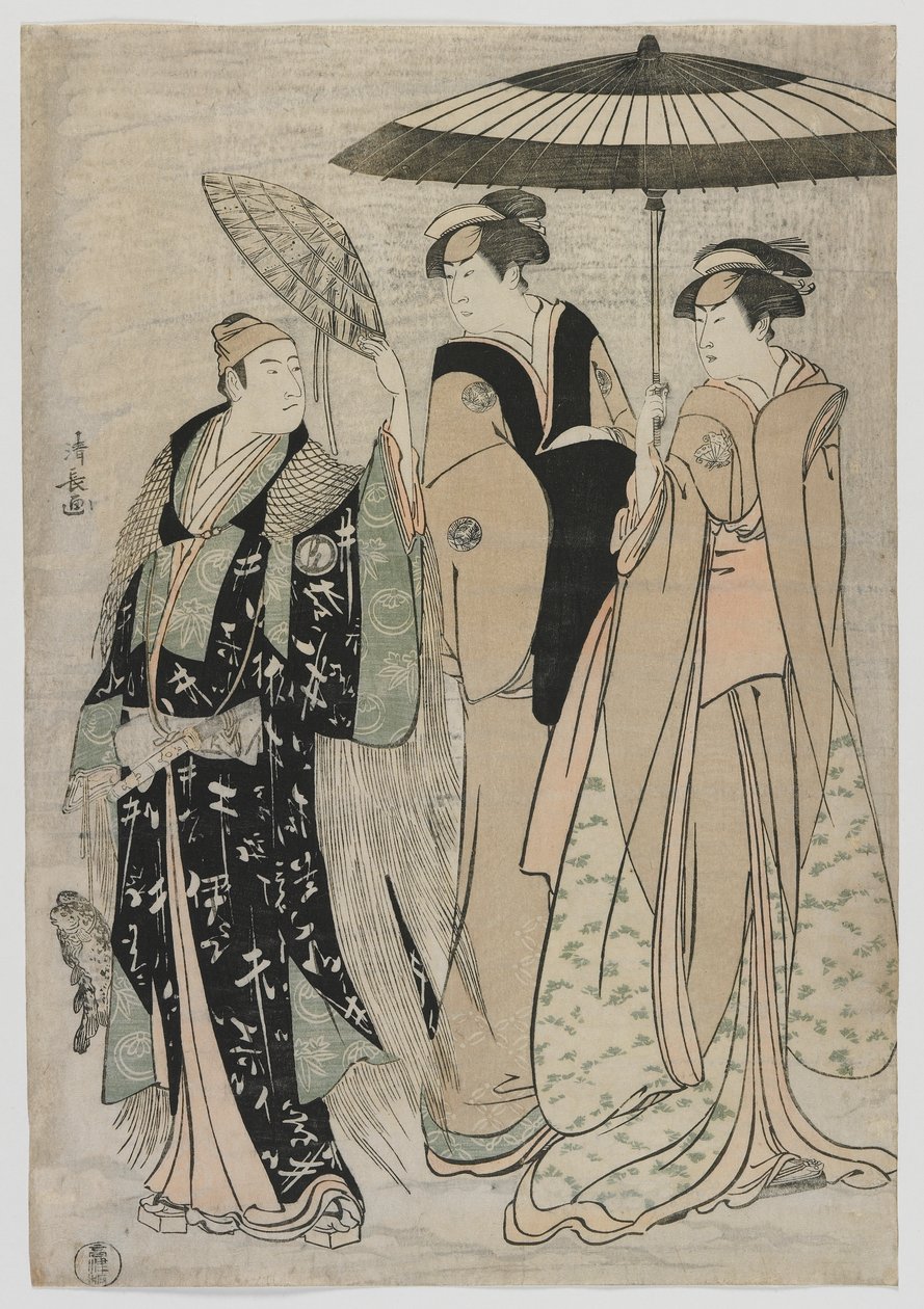 Tee c i rs Sujuro Good As Gen Yoritomo, Nakamura Toshimi As Kiyotaki, Yamashita Mangiku As Masa, Edo Perio d, 1784 autorstwa Torii Kiyonaga