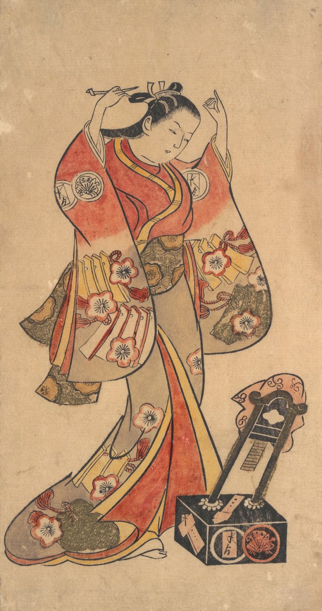 Portret Yaoyi Oshichi w Play Fuji no…, ca. 1730-4 autorstwa Torii Kiyomasu II.