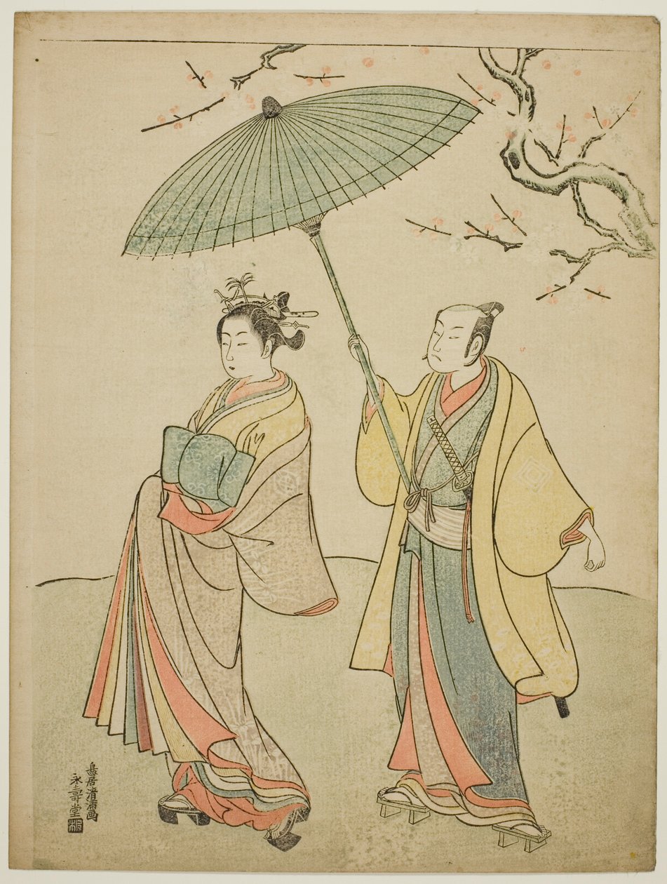 Aktorzy Ichikawa Komazo I (L) i Nakamura Matsue I (R) autorstwa Torii Kiyomitsu I