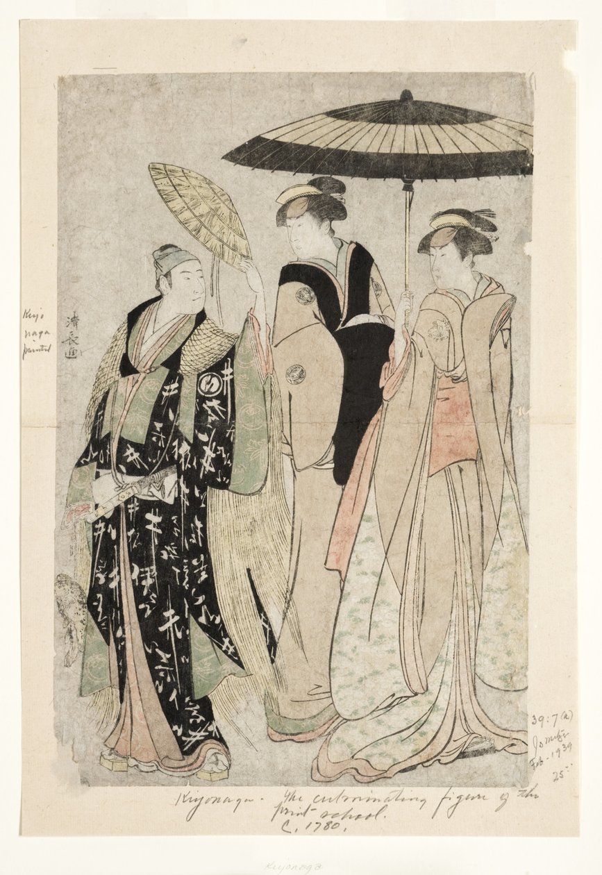 Aktorzy w sztuce Oakinai Hiruga kojima, Teatr Nakamura, XI1784, 1784 (drzew) autorstwa Torii Kiyonaga