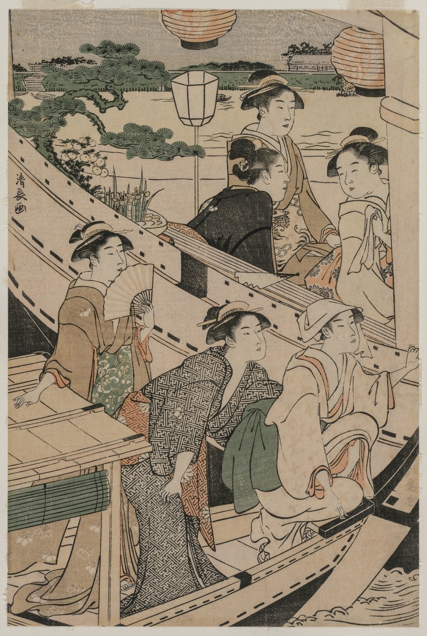 Impreza na rzece Sumida, 1789. autorstwa Torii Kiyonaga