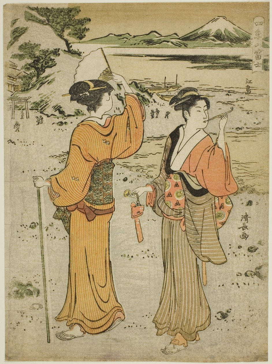 Enoshima, z serii „Góra Fuji w czterech porach roku (Shiki no Fuji)” autorstwa Torii Kiyonaga