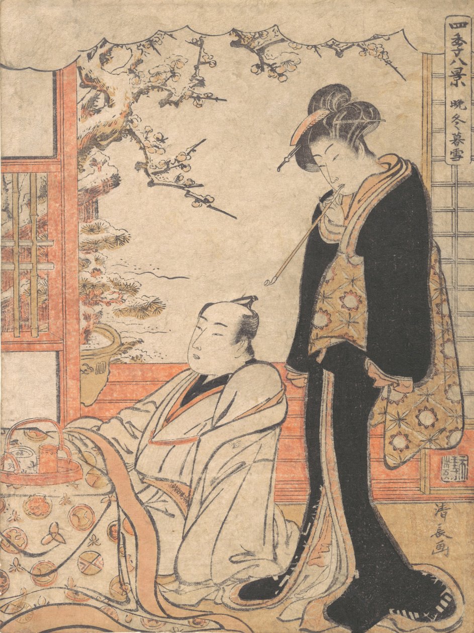 Wieczorny śnieg w Banto, ok. godz. 1779. autorstwa Torii Kiyonaga