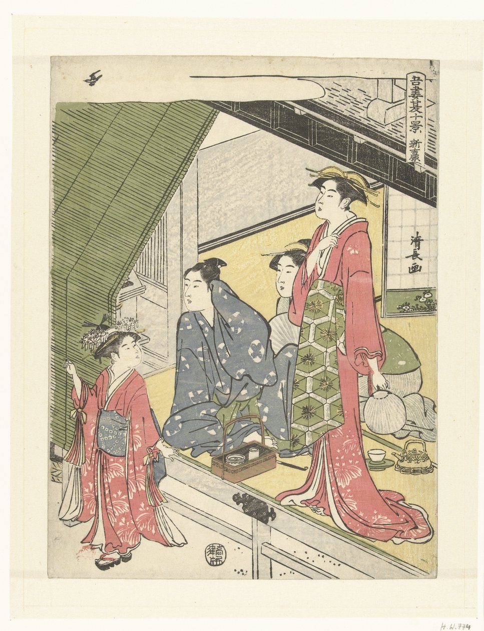 Nowy Yoshiwara Shin Yoshiwara (tytuł na obiekcie) Dziesięć scen letnich we wschodniej stolicy (tytuł serii) Azuma natsu jukkei (tytuł serii na obiekcie) autorstwa Torii Kiyonaga