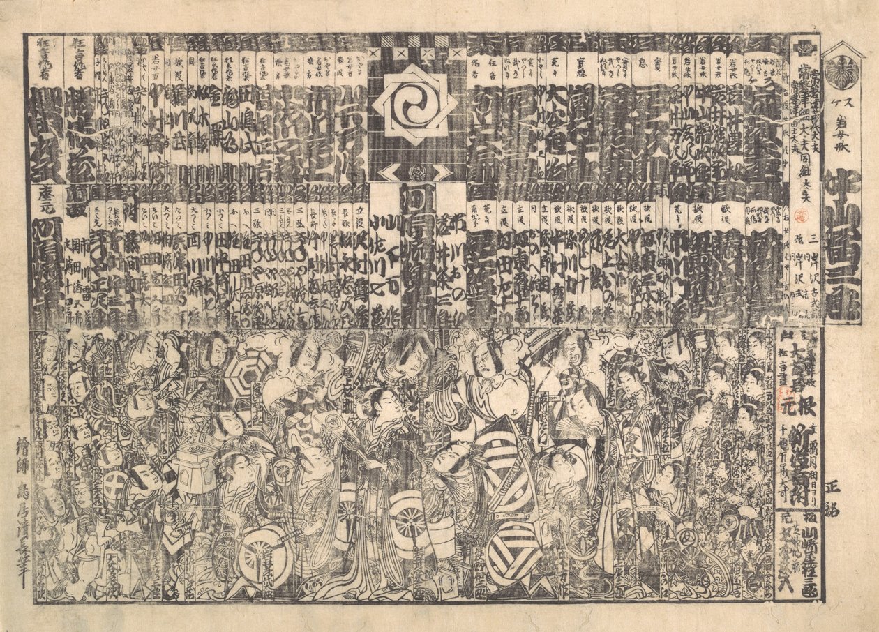 Program dla Teatru Kawarazaki, ca. 1800. autorstwa Torii Kiyonaga