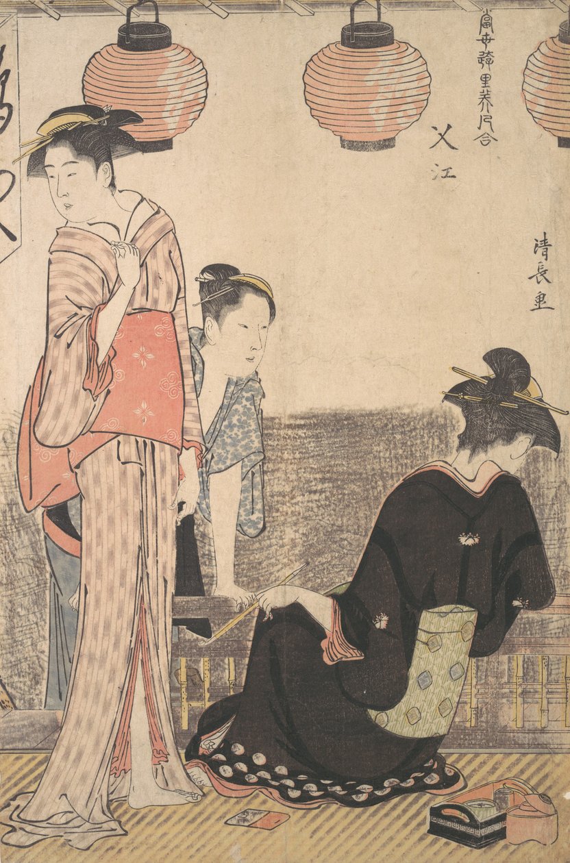 Scena w Nakasu, dzielnicy Edo, 1783. autorstwa Torii Kiyonaga