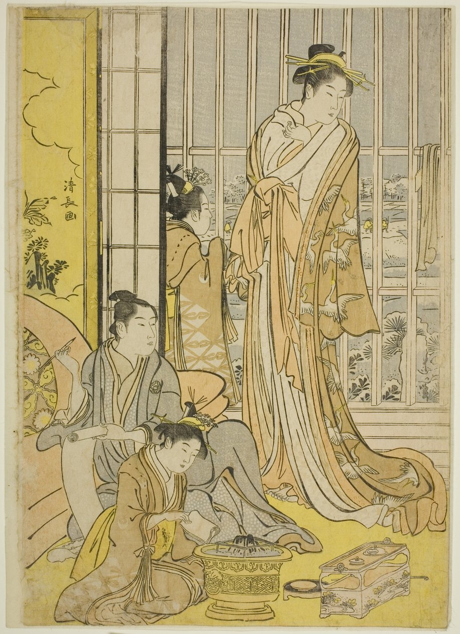 Śnieżny poranek w dzielnicach przyjemności (Seiro yuki no ashita) autorstwa Torii Kiyonaga