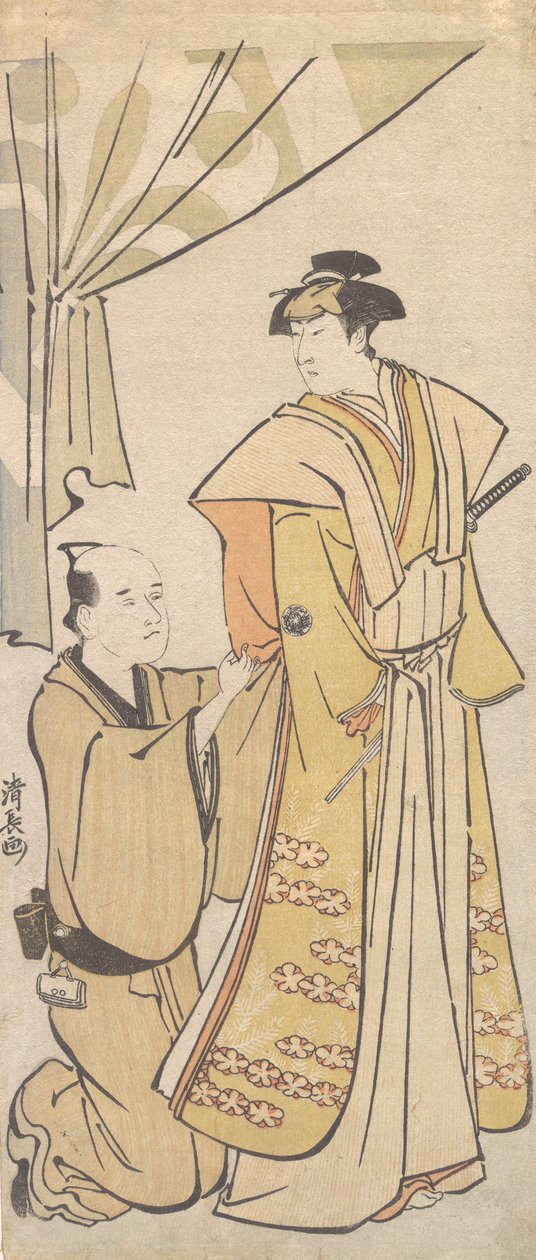 Aktor Nakamura Riko I z opiekunem, ca. 1784. autorstwa Torii Kiyonaga