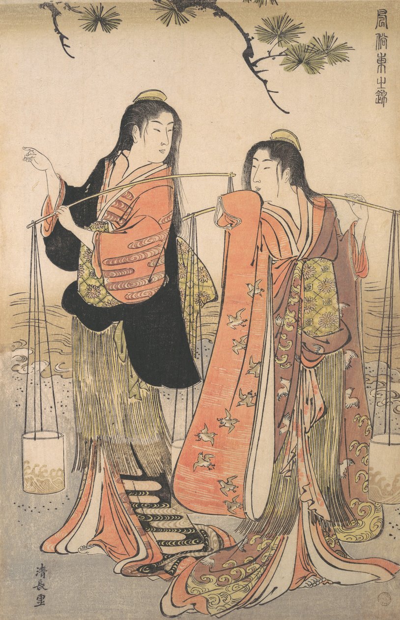 Taniec Plażowych Dziewic z cyklu Brokat Wschodu, ca. 1770. autorstwa Torii Kiyonaga