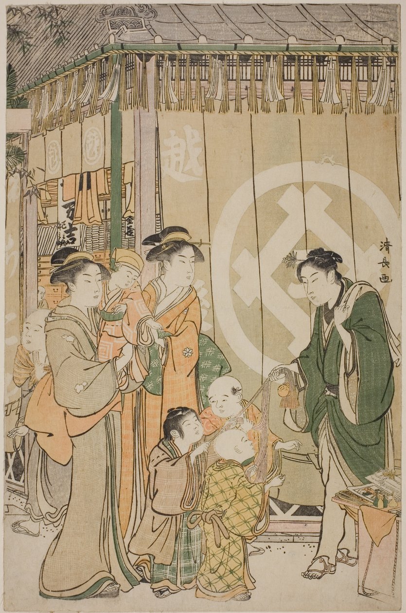 Echigoya w Nowy Rok autorstwa Torii Kiyonaga