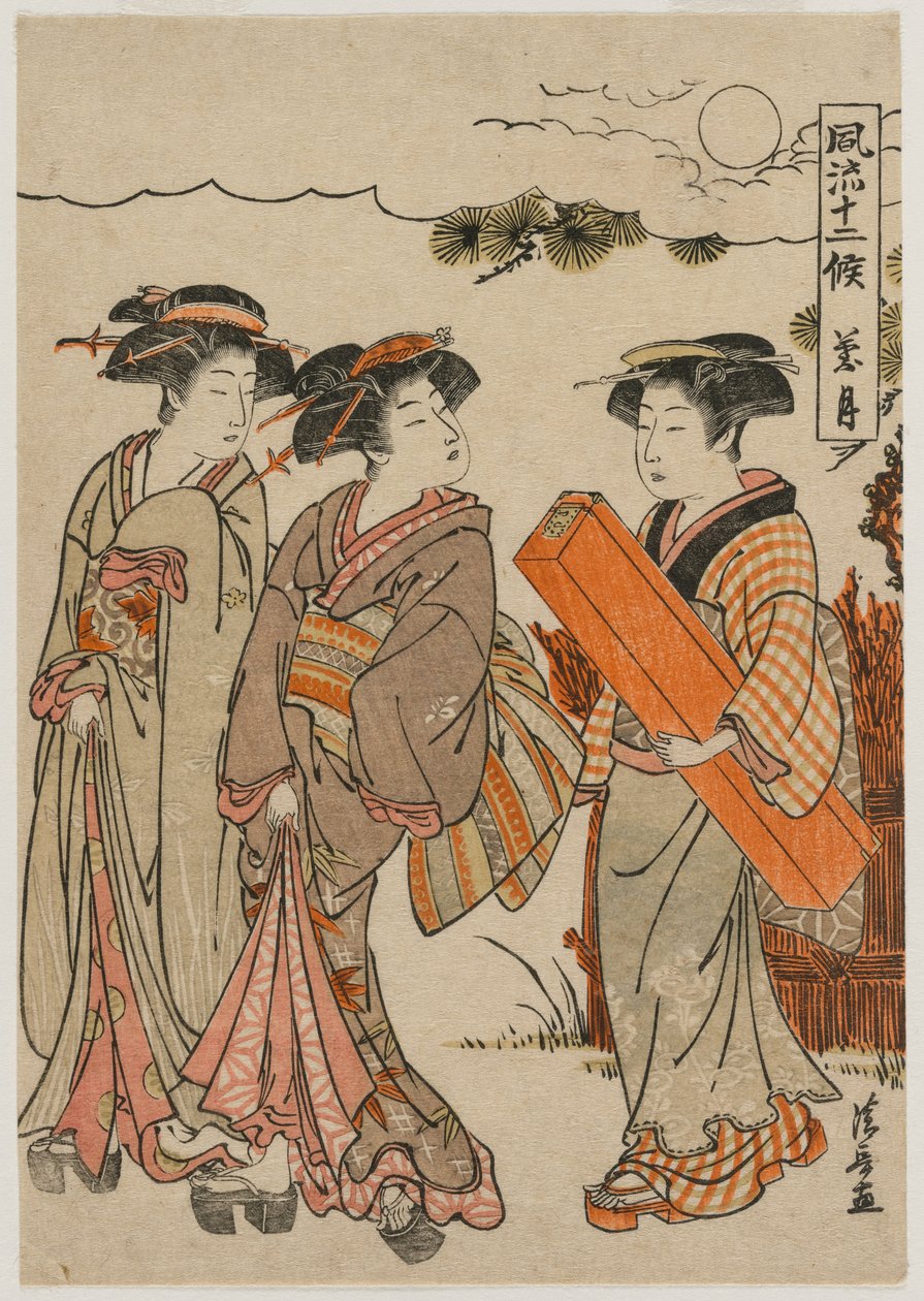 Ósmy miesiąc z cyklu Modne prezentacje dwunastu miesięcy, 1779. autorstwa Torii Kiyonaga