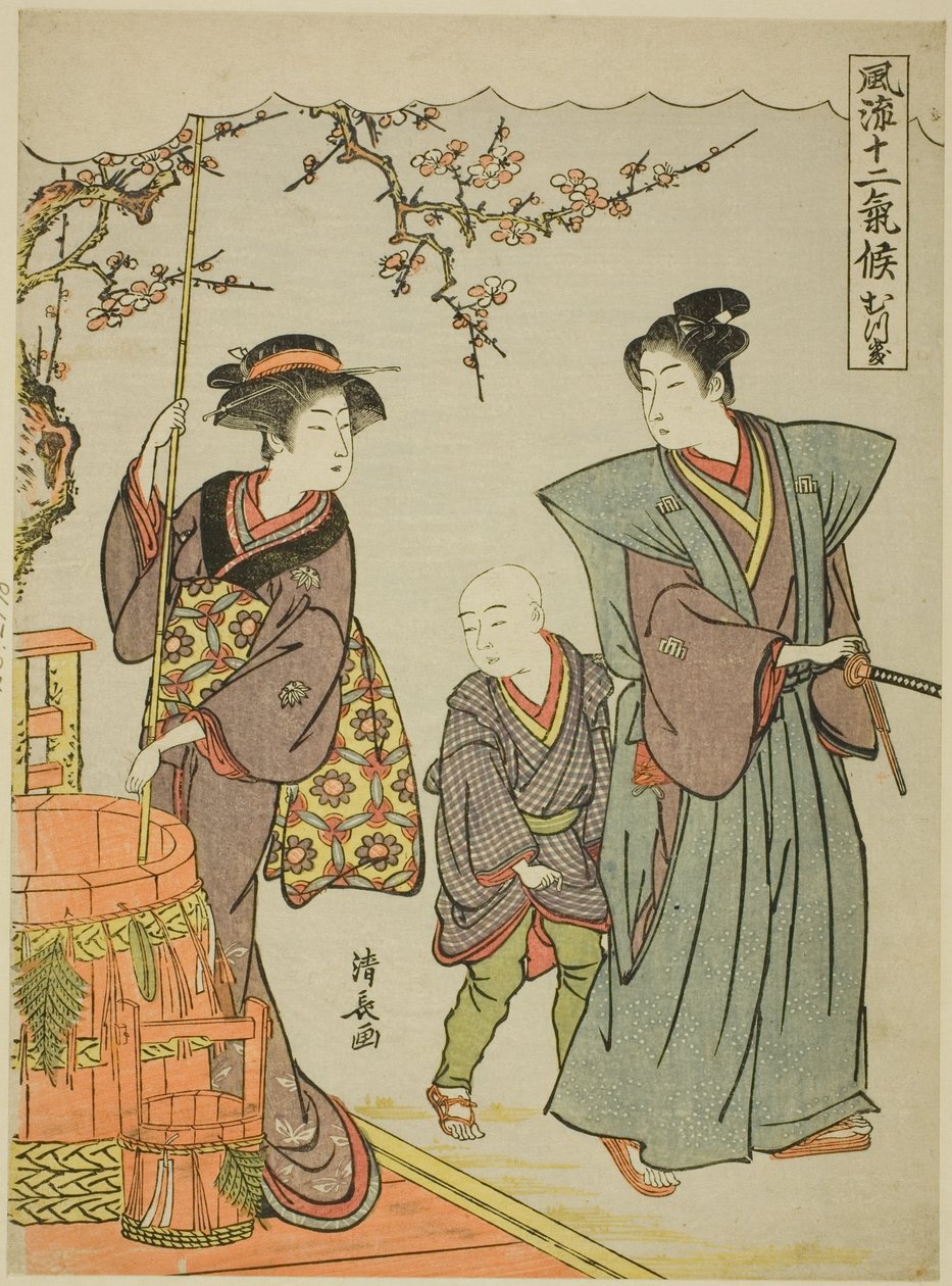Pierwszy miesiąc (Mutsuki), z serii „Modne dwanaście sezonów (Furyu juni kiko)” autorstwa Torii Kiyonaga