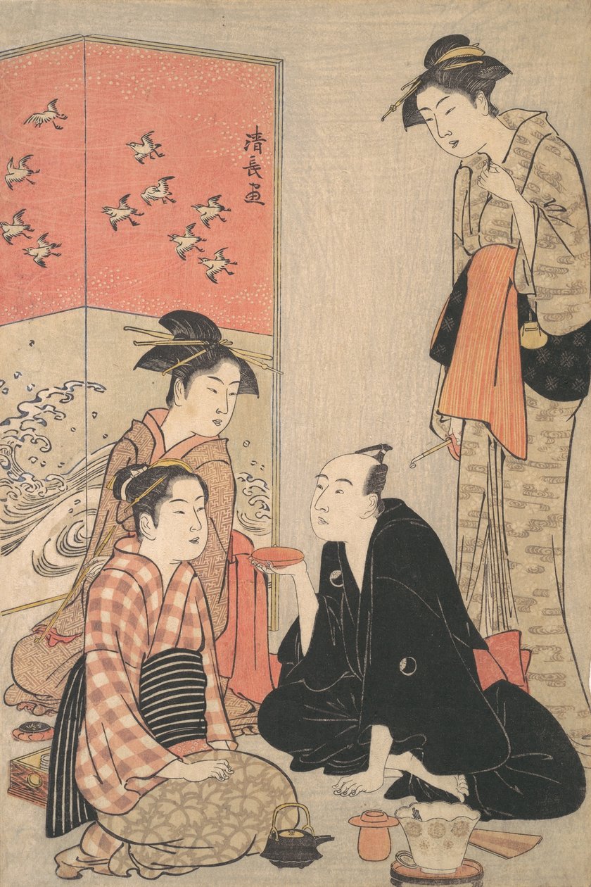 Aktor Kabuki Sawamura Sojuro III i Kurtyzany, ca. 1783-84. autorstwa Torii Kiyonaga