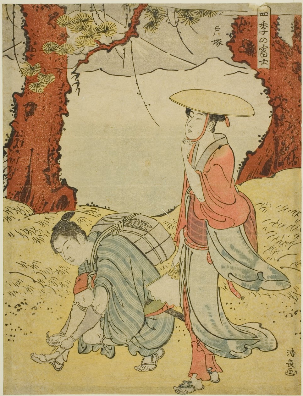 Totsuka z serii „Góra Fuji w czterech porach roku (Shiki no Fuji)” autorstwa Torii Kiyonaga