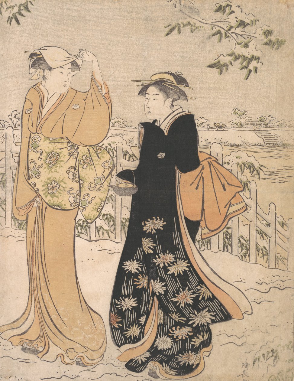 Dwie kobiety na Matsuchi Hill Edo, ca. 1784. autorstwa Torii Kiyonaga