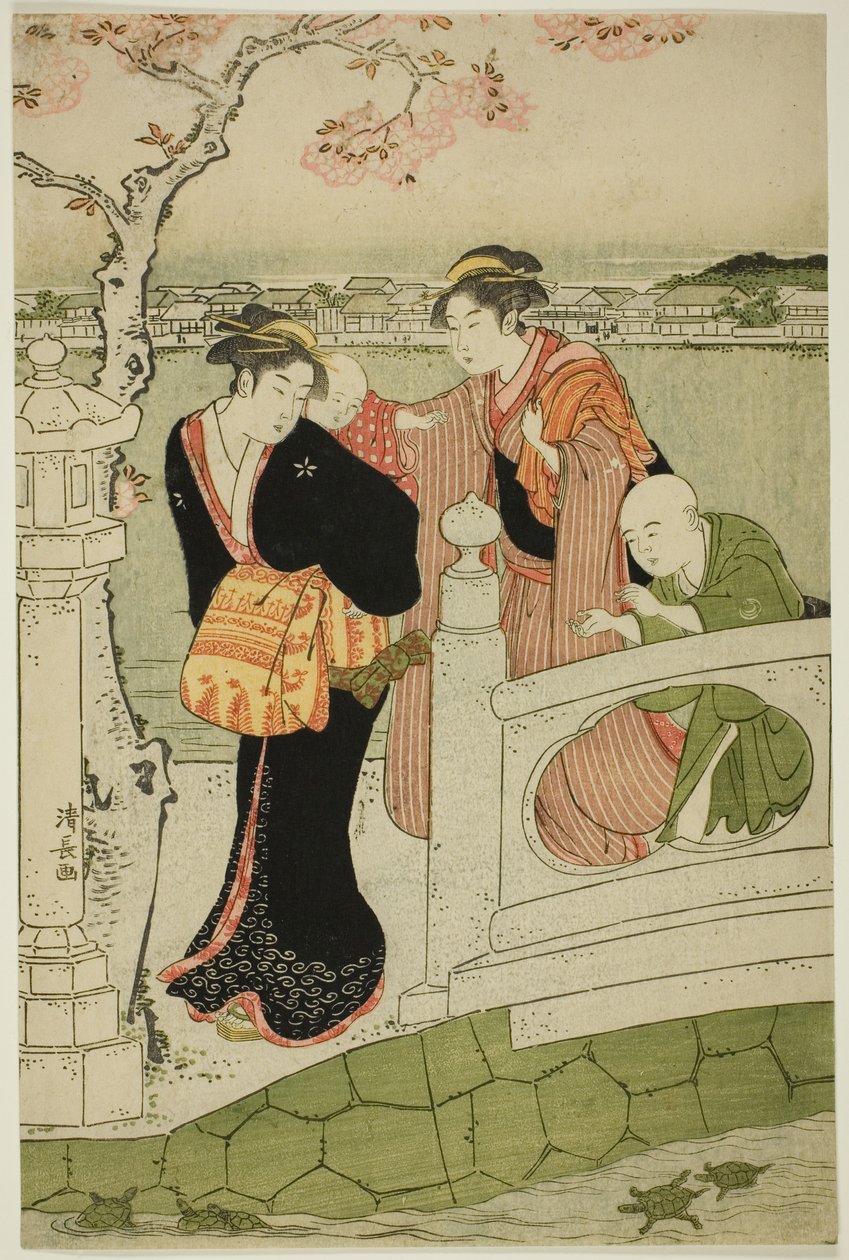 Kobiety i dzieci na grobli w stawie Shinobazu autorstwa Torii Kiyonaga