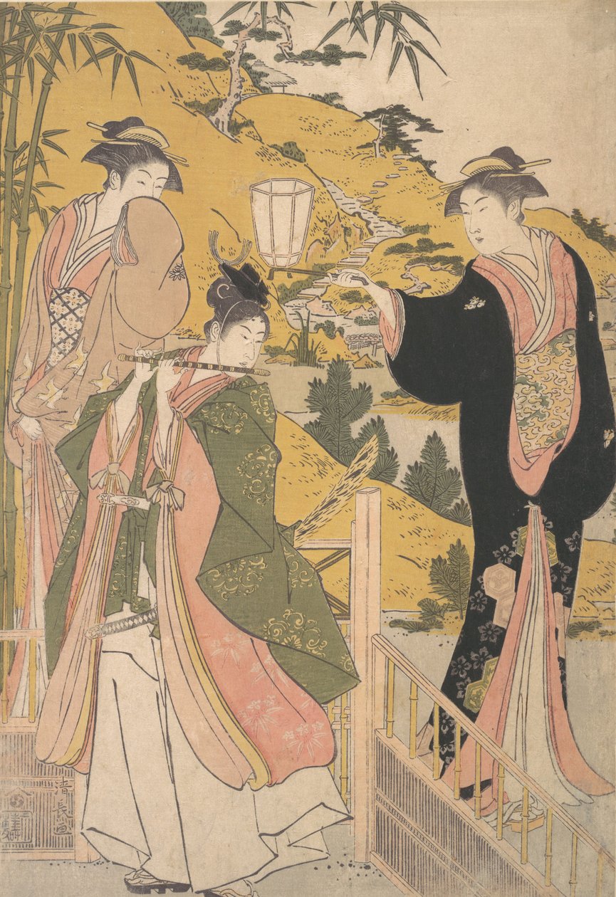 Yoshitsune Serena Kim Tokoro Rurihime, co? 1785. autorstwa Torii Kiyonaga