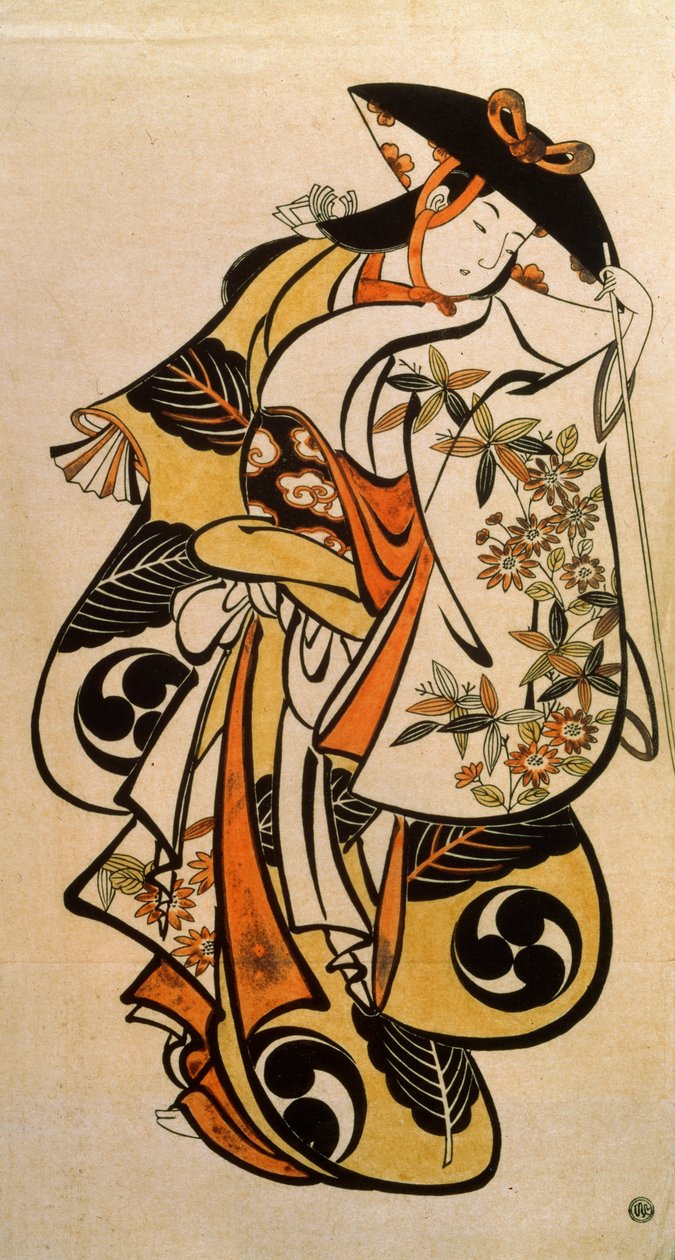 „Aktor grający kobietę”, c1704-c1711 autorstwa Torii Kiyonobu I