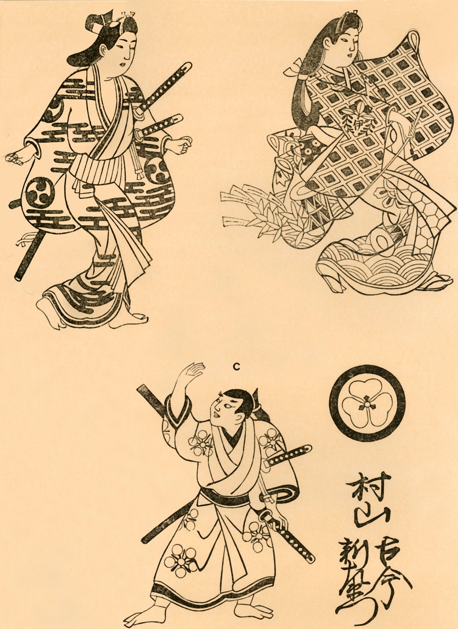 Trzy postacie, 1693, 1924. autorstwa Torii Kiyonobu I