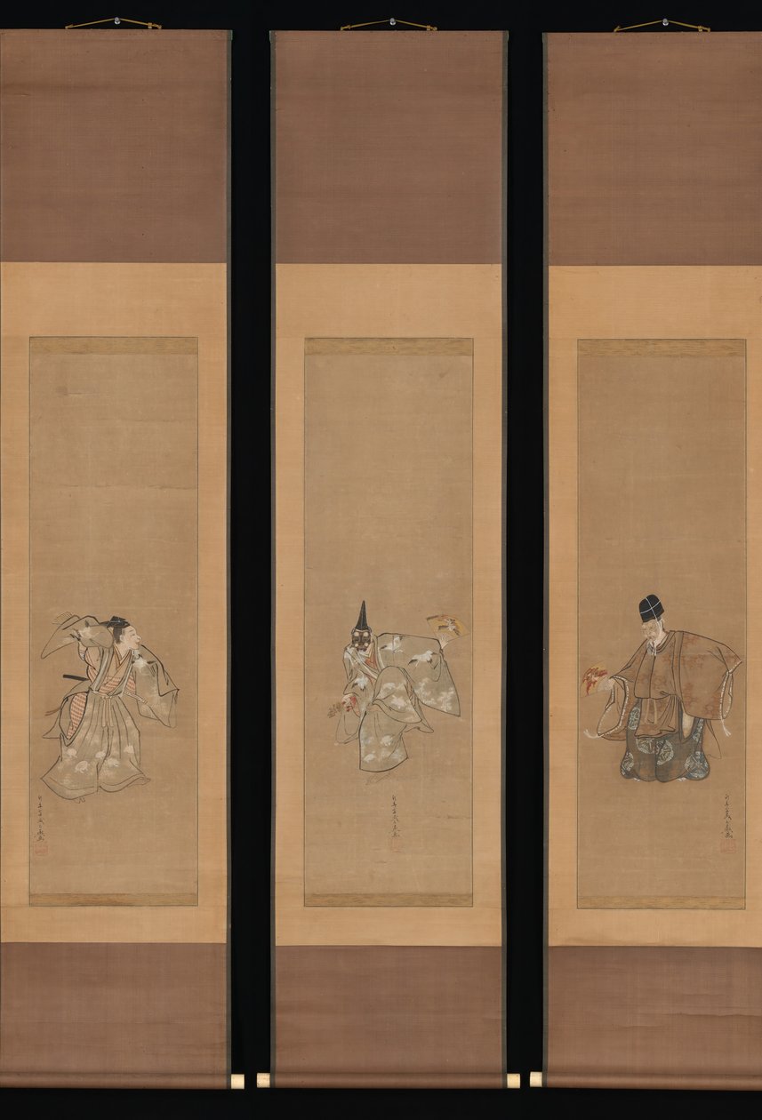 Pomyślny Taniec Noh Okina, ca. 1790-95. autorstwa Toriyama Sekien