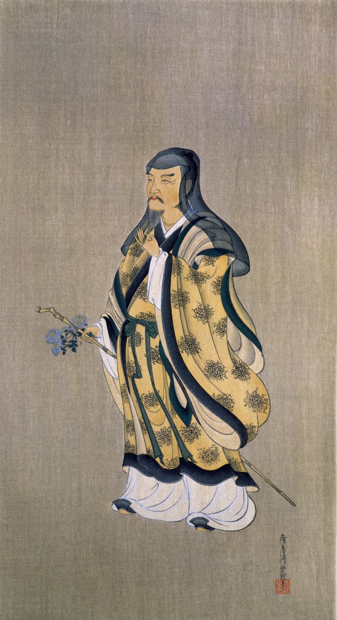 Tao Qian (Tao Yuanming) (365-427), ilustracja z magazynu „Kokka” wydanego w Japonii w 1899 roku autorstwa Tosa Mitsuoki