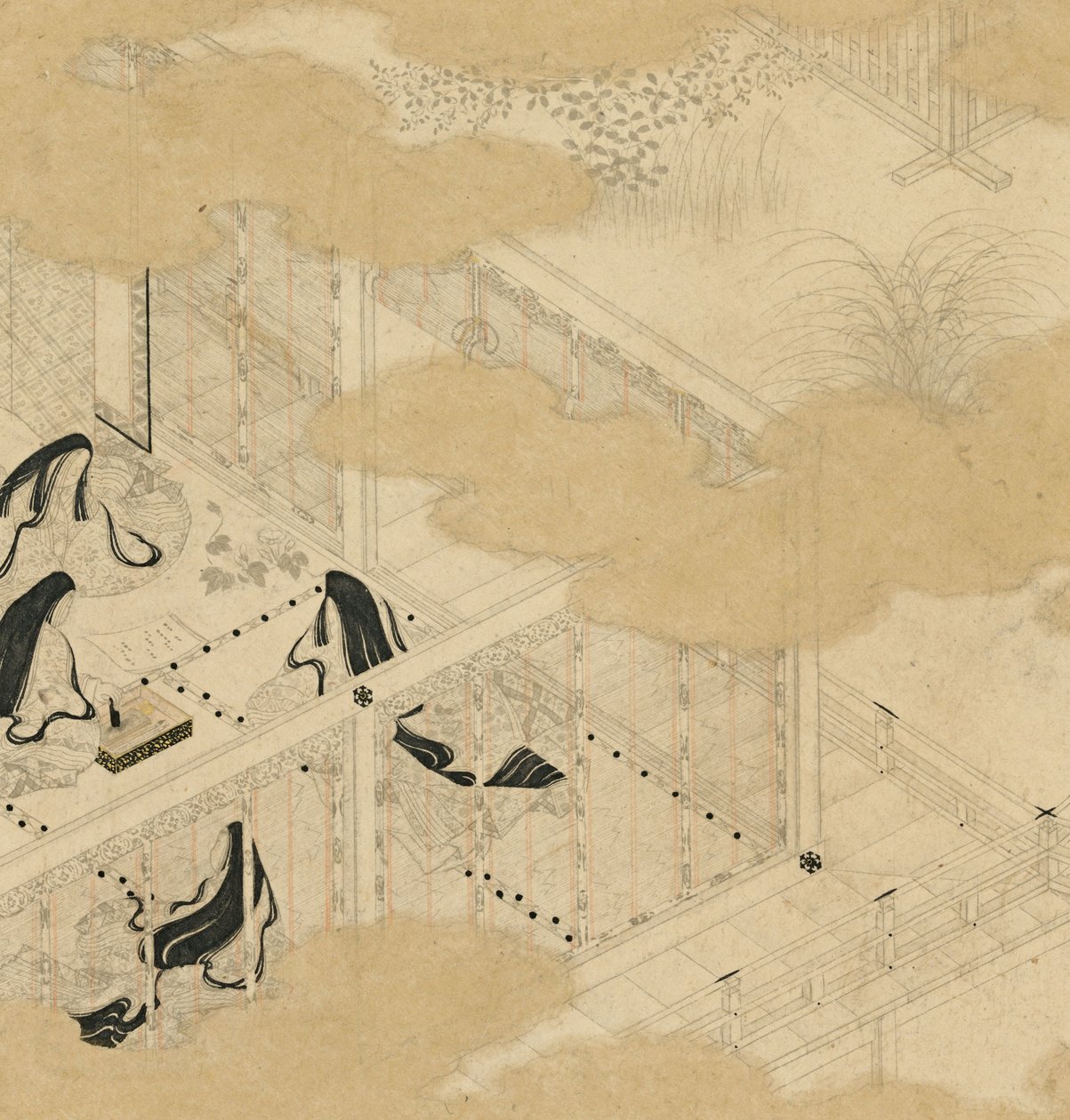 Albumy ze scenami z The Tale of Genji Genji monogatari gajo, początek XVII wieku. autorstwa Tosa Mitsunori